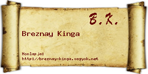 Breznay Kinga névjegykártya